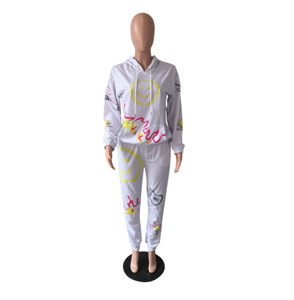 Abito da <span class=keywords><strong>donna</strong></span> di alta qualità pantaloni con cappuccio stampati con cappuccio alla moda e comodi Set di due pezzi di <span class=keywords><strong>abbigliamento</strong></span> - Product Image 4