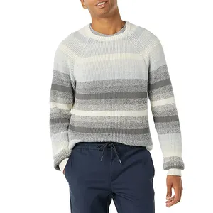 Oem Fashionable Striped Knitted Solid Color Men Designer Long Oversized Sweater Pullover Sweaters For Mens