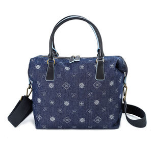 Sac à main en denim indigo rétro avec motif brodé et bretelles convertibles - Product Image 1