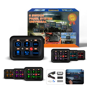 แผงควบคุมสวิตช์ 6 ปุ่ม ระบบ LED อเนกประสงค์ สำหรับดัดแปลงรถยนต์ พร้อม GPS AUX แตร พัดลม ปุ่มเปิด-ปิดไฟ - Product Image 1