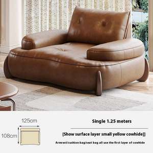 ชุดโซฟาโมดูลาร์สไตล์คลาสสิกหรูหรา ทำจากไม้แท้ หุ้มด้วยหนังแท้ สำหรับห้องนั่งเล่น ปรับเอนได้ เหมาะสำหรับบ้านพักตากอากาศและอพาร์ตเมนต์ - Product Image 2