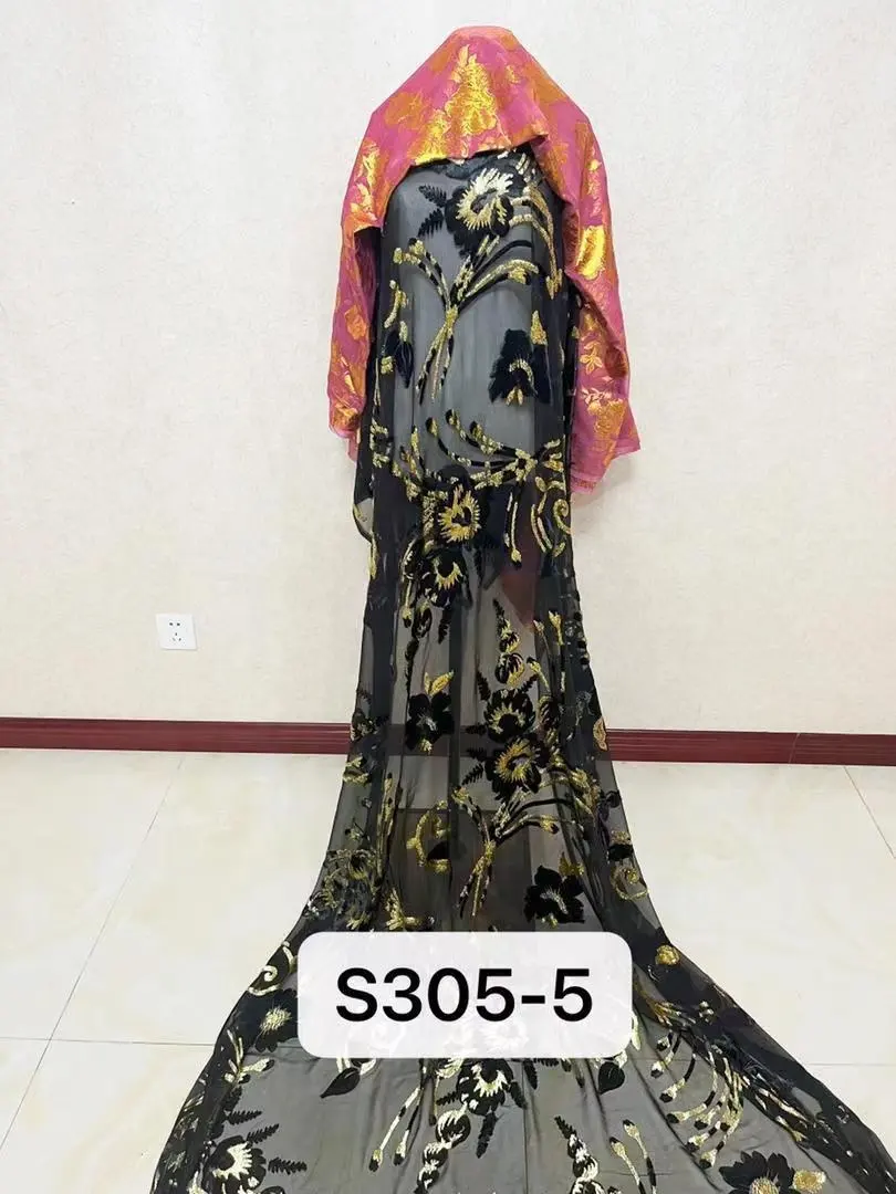 מוכן למשלוח חם למכור סט דיראק סומלי קטיפה משי 3.5 מטר עם 2 מטר גבסר משי שמלת נשים