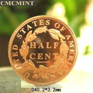 เหรียญทองแดง 1 ออนซ์ .999 ทองแดงแท้ ลายถักเปีย 1/2 เซ็นต์ เหรียญทองแดงโบราณ - Product Image 3