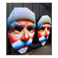 Installation artistique originale, écran LED en forme de visage, mur vidéo, écran LED en forme de masque facial 3D pour boîte de nuit, pub, événement d'Halloween