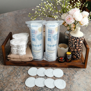 Disques démaquillants 100% <span class=keywords><strong>coton</strong></span> 3 couches de haute qualité de 6cm personnalisés serviettes absorbantes naturelles douces pour les soins de la peau - Product Image 2