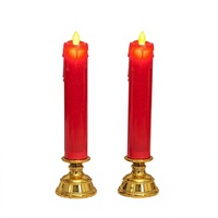 Bougie électronique artificielle rouge, lampe de prière LED du Nouvel An, sans fumée, style Ming & Qing, ornement traditionnel, lumière à combustion continue