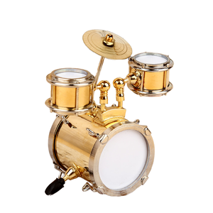 소형 드럼 키트 전자 키보드 악기 스피커 구리 및 목재 모형 인형 가구 장면 축제 선물 - Product Image 2