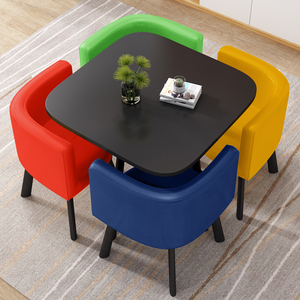 Ensemble de salle à manger carré moderne pour hôtel et restaurant, table et chaises en métal, couleurs OEM, mobilier de salle de réunion - Product Image 2