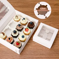 Boîte à biscuits personnalisée pour pâtisserie, boîte isotherme à couvercle rabattable, boîte à biscuits rectangulaire en papier kraft avec fenêtre et finition mate