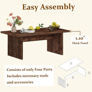 Mesa de Centro de Madera Rústica SENYU con Diseño de Listones, Muebles Modernos para Sala de Estar, Tapa de Madera Maciza Hecha a Mano - Product Image 6