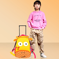Sac à dos scolaire à roulettes personnalisé unisexe pour enfants, motif dessin animé, style tendance, fermeture éclair pour écoliers