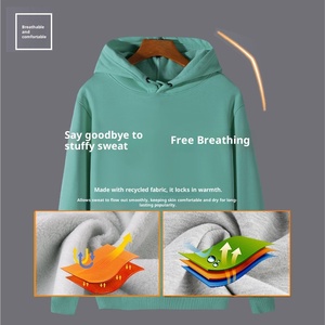 Nuovo Felpa con Cappuccio da Uomo in Pile Super Plus 380G Foderata in Cotone, Vestibilità Ampia, Tinta Unita, con Stampa Personalizzata - Collezione Autunno/Inverno - Product Image 4