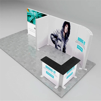 Stand de Exhibición Portátil de Aleación de Aluminio con Retroiluminación LED de 10x10 pies, Impresión a Color Personalizada, Forma Personalizada, para Ferias Comerciales