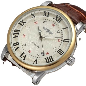 Montre pour homme rétro, mode décontractée, bracelet en cuir, entièrement automatique, mécanique, pour affaires, possibilité de personnalisation du logo - Product Image 1