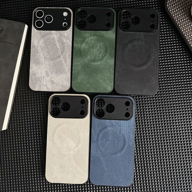 Retro Jeans Fabric Magnetic Matte Phone Case for iPhone 17 Pro Max 16 15 13 14 Pro Air Ultra Thin Camera Protector Cover