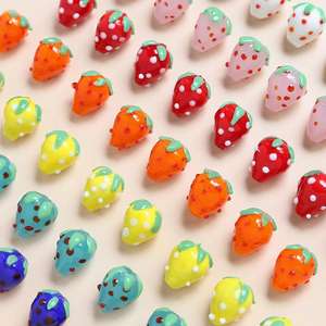 Cuentas de vidrio con agujero recto de fresa, cuentas DIY, joyería hecha a mano, collar, pendientes, pulsera, accesorios, materiales - Product Image 1