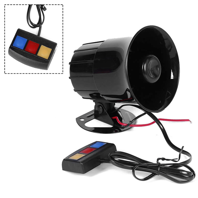Universal 12V 20W Car Horn 3 Tone Loud Warning Alarm with Police Fire Siren 2-Way Plastic Speaker Design for Cars Motorcycles
