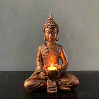 Vente en gros en extérieur, taille réelle, statue de bouddha en bronze personnalisée, sculpture de bouddha religieuse en laiton à vendre, bougeoir en bois