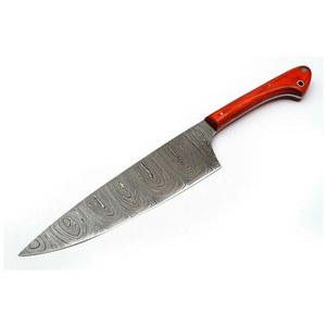 High Quality Damascus Steel Chef Knife with Natural <b>Wooden</b> Handle for Precision <b>Slicing</b> Professional Damascus Steel Chef Knife - Product Image 1