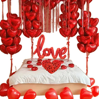 Ensemble de ballons en forme de cœur en feuille d'aluminium rouge, décoration de fête pour mariage, Saint-Valentin, anniversaire, événement