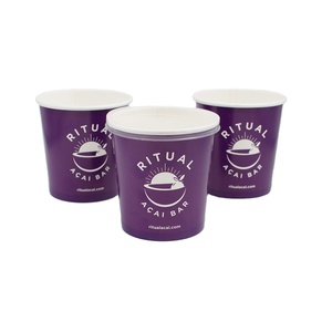 Wholesale Ice Cream Containers to Go Cups Eco-friendly Paper Yogurt Cup 100% Biodegradable Ice Cream Paper Cup 3-36oz