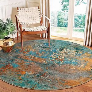 Tapis rond à motif teinté à l'encre, diamètre 8 pieds, résistant aux taches, tapis de salon, décoration intérieure, tapis de sol - Product Image 4
