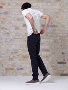 Men Dark Blue Straight Chino Pants Casual Lifestyle Trousers <b>Elastic</b> <b>Waist</b> Comfortable Fit for Cold Season - Product Image 4