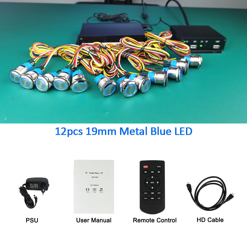 12pcs 19mm Metal blue led