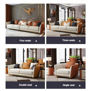 Canapés de salon de luxe orange en <span class=keywords><strong>cuir</strong></span> microfibre doux, design simple, sur mesure, pour intérieur, prix abordable, mobilier de bureau à domicile - Product Image 5