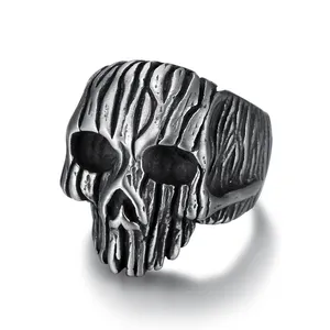 Benutzer definierte Retro Schädel Ring für Männer Edelstahl Ringe für Mann Punk Gothic Schmuck Hip Hop Biker Schädel Ring