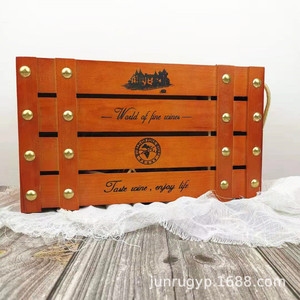 Caja de vino doble de madera maciza de pino, rectangular, hecha a mano, para bebidas - Product Image 3
