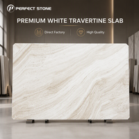 Grande dalle de travertin naturel Super Blanc PerfectStone pour les projets de décoration de halls d'hôtels de luxe et de villas