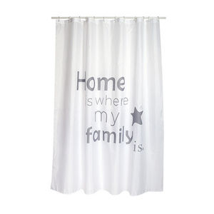 Rideau de douche en tissu polyester pour la maison, 180x200 cm, avec motif citation familiale - Product Image 1