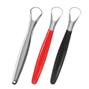 Professional Metal Tongue Scrappers Stainless Steel Tongue Cleaner Oral Care Tools For Adults