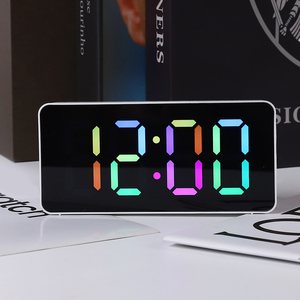 Horloge numérique LED RGB à grands chiffres pour bureau intelligent, avec miroir, fonction répétition, affichage de la température, luminosité à 3 niveaux, <span class=keywords><strong>calendrier</strong></span> nocturne - Product Image 1