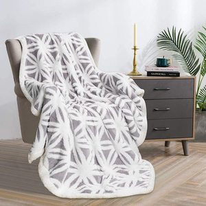 Manta Jacquard Sherpa, manta de cama acogedora <span class=keywords><strong>y</strong></span> esponjosa, manta de lana de felpa de doble capa súper suave <span class=keywords><strong>y</strong></span> cálida para sofá, cama, sofá - Product Image 1
