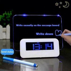 Multifunctional LED Fluorescent Message Board Alarm <b>Clock</b> Night Light Sensor <b>Digital</b> <b>Clock</b> - Product Image 4