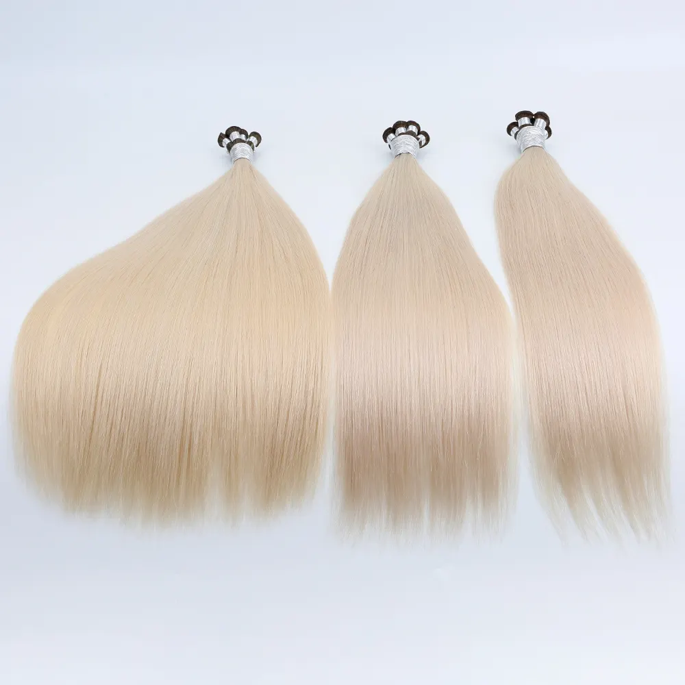 Full Shine Geniale Inslag Één Donor Dubbel Getekend As Blonde Kleur Hand Gebonden Inslag Naaien In Hair Extensions Remy Huan Hair 24 Inch