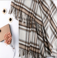 Couverture plaid en laine 2-en-1 avec pompons, châle chaud automne-hiver, couverture de canapé pour la maison, l'hôtel, ou comme cadeau – Vente en gros