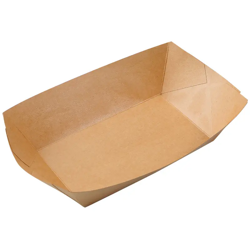Bandeja de papel de papelão branco para embalagem de alimentos com impressão personalizada descartável de 4-20 onças
