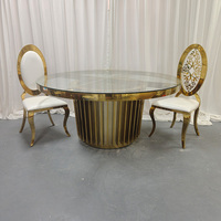 Mesa de Comedor Redonda Moderna y Duradera de Acero Inoxidable para Bodas, Hoteles, Banquetes y Restaurantes