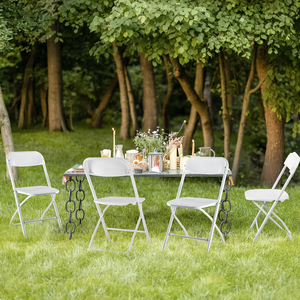 Venta de decoración, alquiler de Metal de resina usada, fiesta de boda blanca, trono plegable para niños, mesa y sillas plegables de plástico para eventos - Product Image 2
