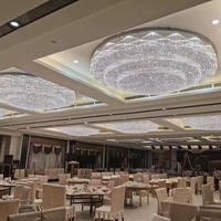 Lustre en cristal K9 rond à 3 étages, éclairage de plafond personnalisé de luxe pour salle de banquet, restaurant, hôtel