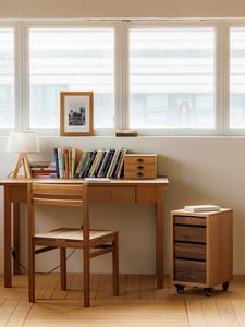 Japanese Style Wooden <b>Filing</b> Cabinet Movable Office <b>Storage</b> with Cherry Wood and Black Walnut for Commercial Use - Product Image 5