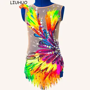 Hot Gymnastics Leotards Gradual feather Shine Women's Girls' Leotard Gymnastic dress