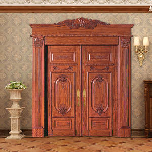 Porte d'entrée principale de villa ou de manoir, moderne et luxueuse, en acier inoxydable décoratif, double porte de sécurité avec finition en cuivre rouge - Product Image 6