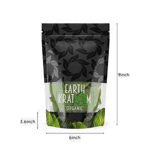 Custom Printed Matte Black Stand Up Zipper Mylar Bag for Organic Botanical <b>Leaf</b> Herbal Powder Tea Food Packaging - Product Image 3