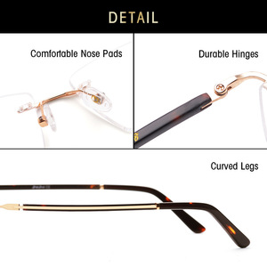 Gafas Ópticas Metálicas Sin Montura Grises Jack 5080, Montura Cuadrada Unisex, Gafas para Miopía, Ancho Medio, Puente Nasal Estándar - Product Image 5