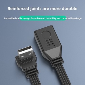 สายเคเบิลซิลิโคนแบบแบน USB 2.0 ชาย-หญิง หัวงอ 90 องศา พร้อมตัวนำทองแดง สำหรับแฟลชไดรฟ์และสายต่อโทรศัพท์มือถือ - Product Image 2