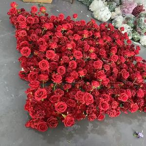 Corredor de <span class=keywords><strong>flores</strong></span> <span class=keywords><strong>rojas</strong></span> puras, Bola de <span class=keywords><strong>flores</strong></span> <span class=keywords><strong>rojas</strong></span>, rojo con algunas hojas verdes, decoración de boda, flor - Product Image 5